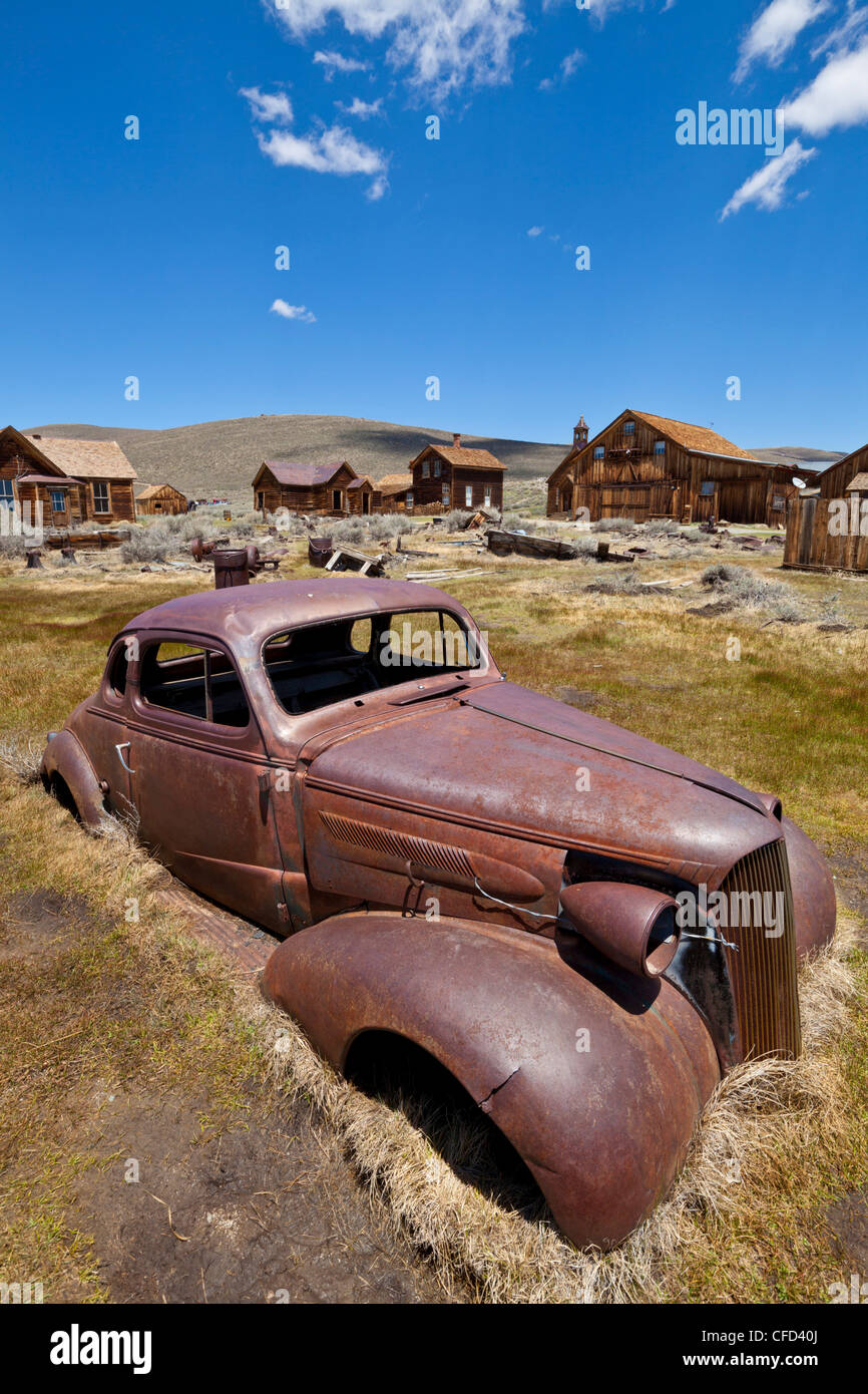 Old rusty American car in the California gold mining ghost town, Bodie State Historic Park, Bridgeport, California, USA Stock Photo