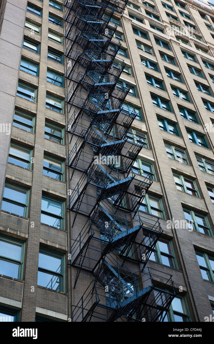 Fire Escape, Apartment Building, Chicago, Illinois, United States of America Stock Photo