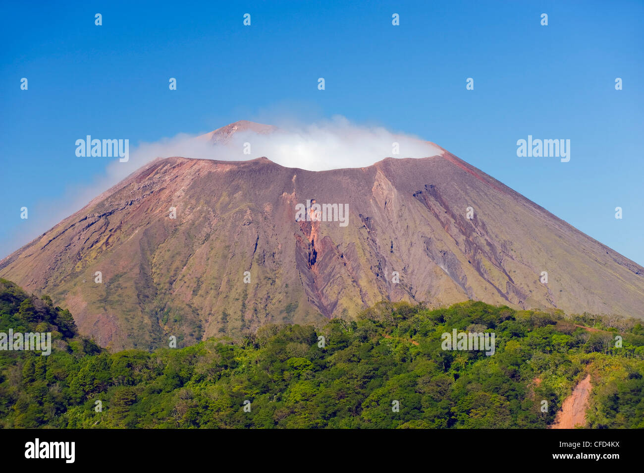 Steaming crater of Volcan de San Cristobal, 1745m, Nicaragua, Central America Stock Photo