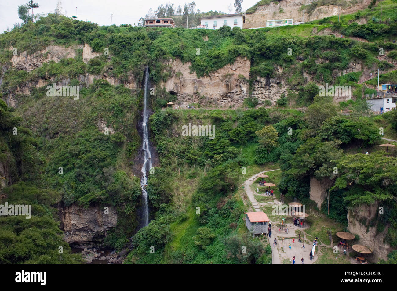 Waterfall at Santuario de las Lajas, Ipiales, Colombia, South America Stock Photo