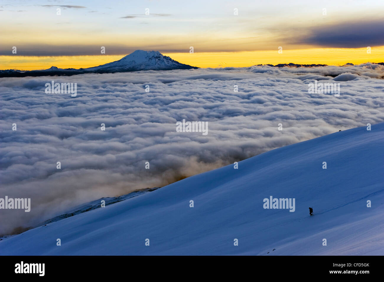 View from Volcan Cotopaxi, 5897m, highest active volcano in the world, Ecuador, South America Stock Photo