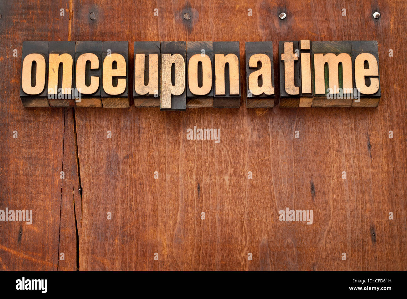 once upon a time opening phrase - storytelling concept - vintage letterpress wood type Stock Photo