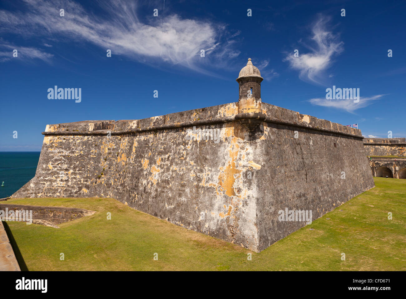OLD SAN JUAN, PUERTO RICO - Dry moat outside Castillo San Felipe del Morro, historic fortress. Stock Photo