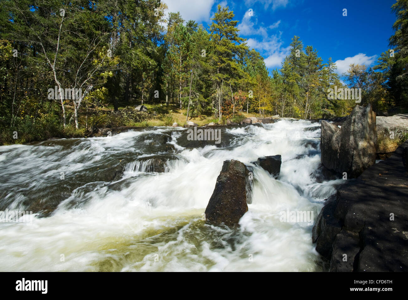 Waterfalls, Rushing River Provincial Park near Kenora, Ontario, Canada ...