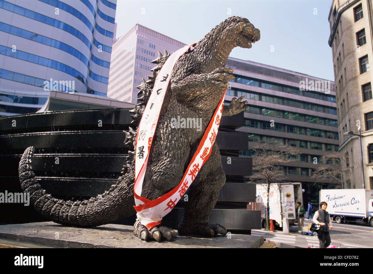 Japan, Tokyo, Yurakucho, Godzilla Statue Stock Photo