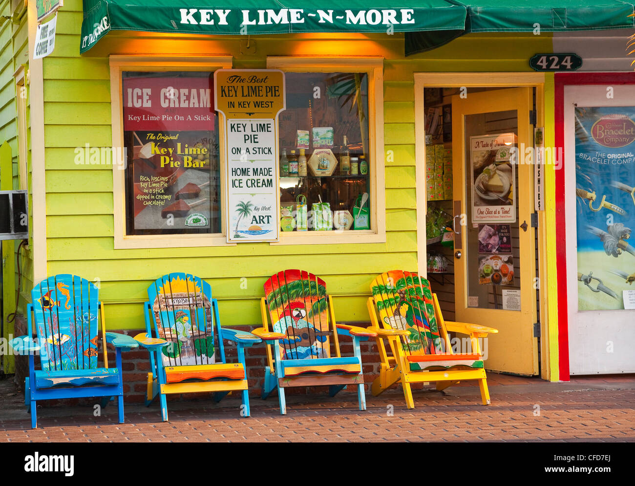Storefront with Adirondack chairs, Key West, Florida, United States of America Stock Photo Alamy