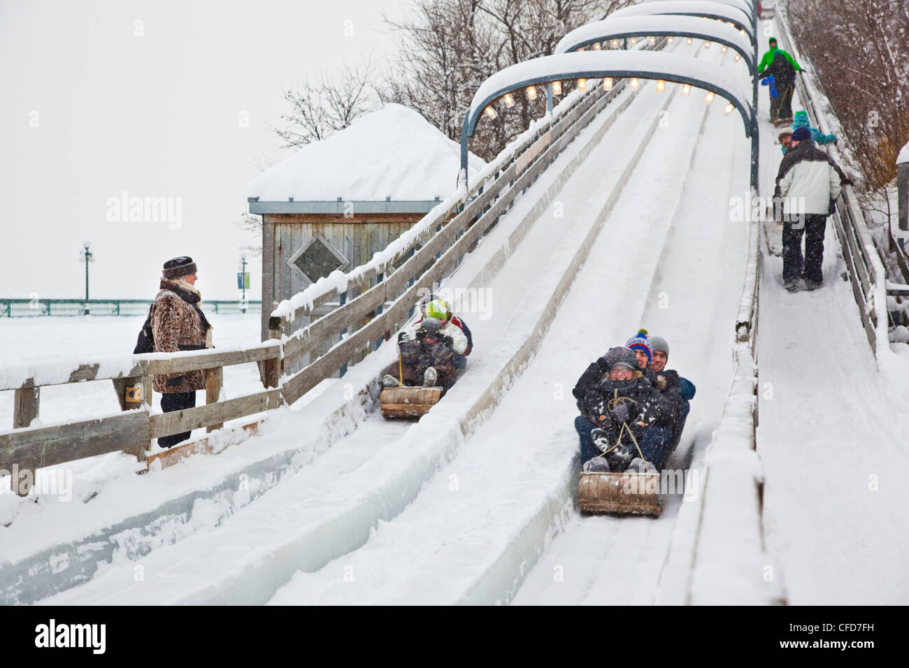 270foot toboggan slide on Dufferin Terrace behind Chateau Frontenac in Old Quebec City, Quebec