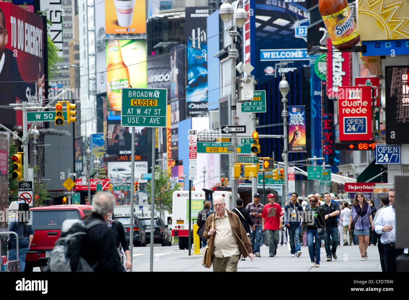Morning rushhour at Times Square and Broadway, Manhattan, New York, USA Stock Photo