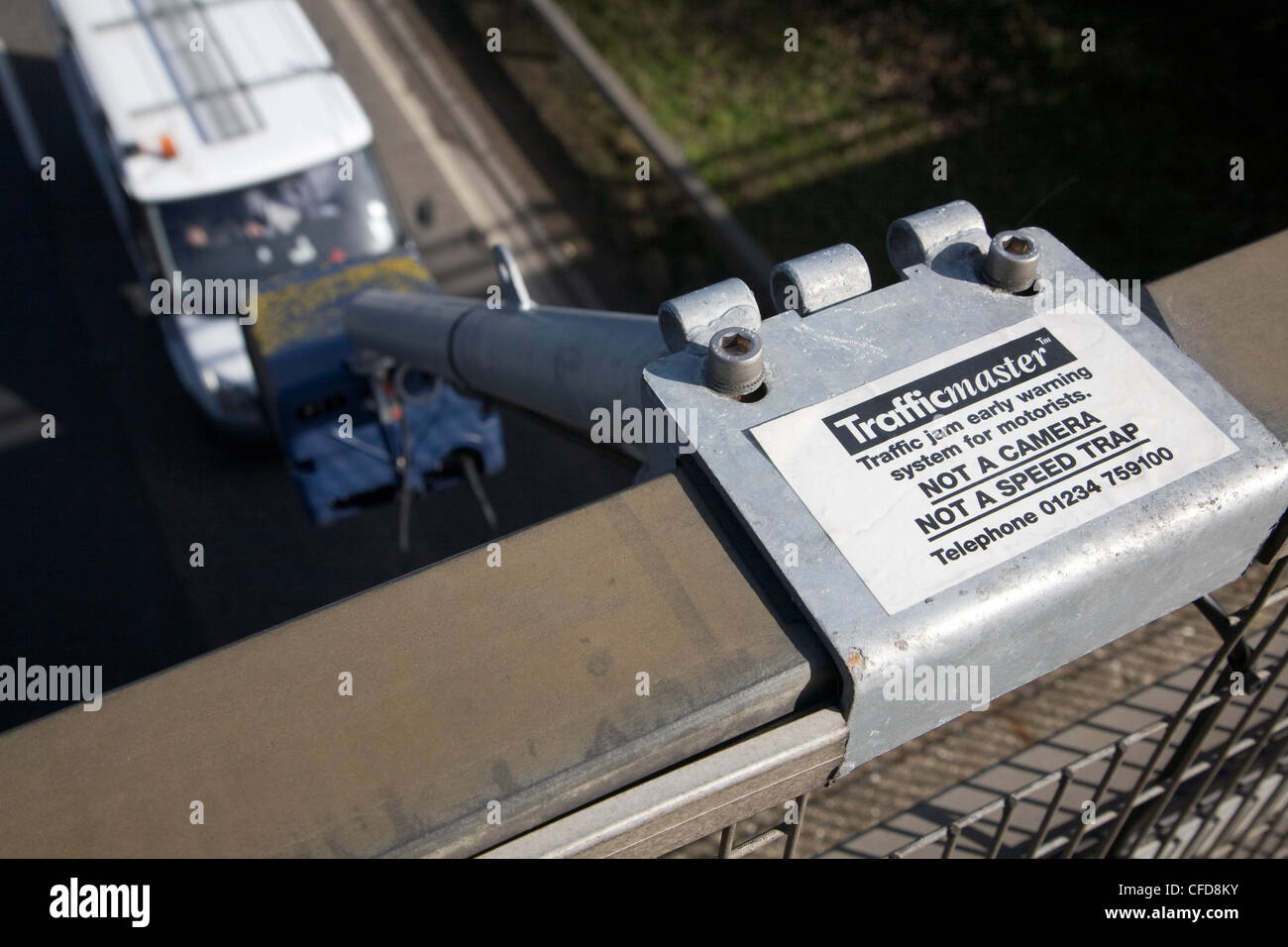 Trafficmaster traffic information system on a road bridge Stock Photo ...
