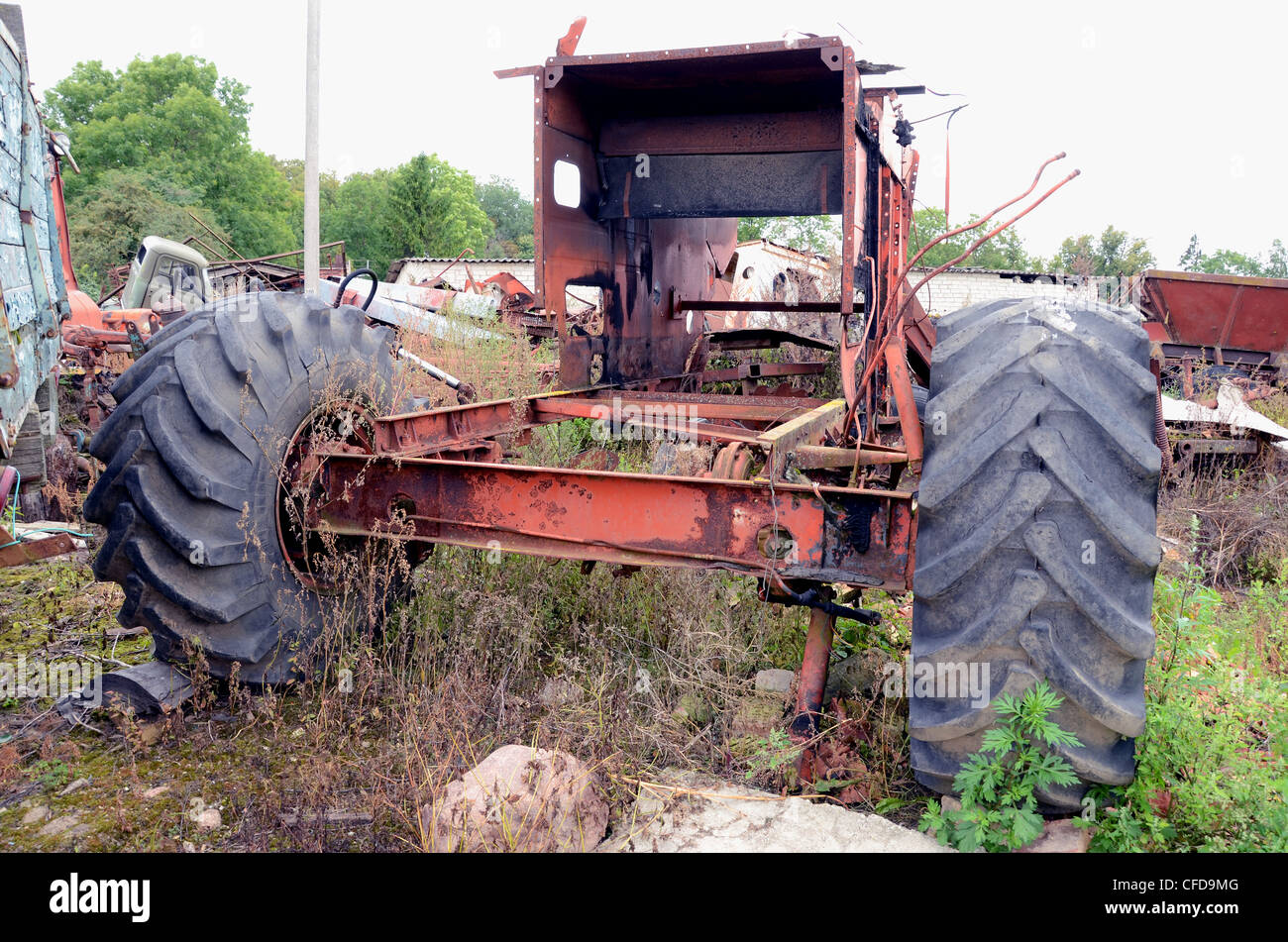 broken combine harvester in the farm Stock Photo Alamy