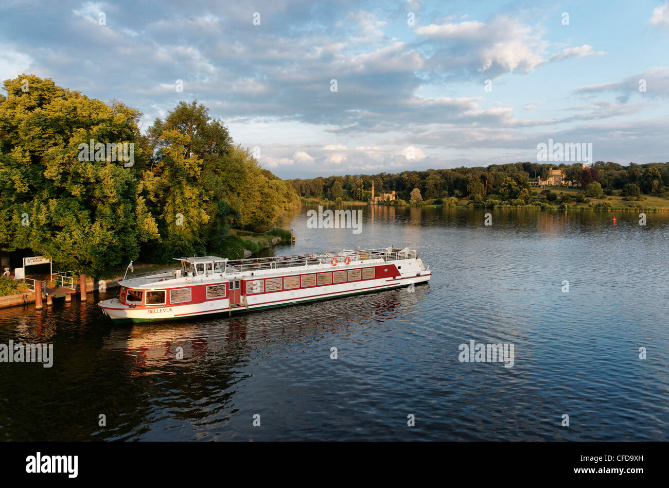 Havel, Bellevue Passenger Boat at Babelsberg Castle, Babelsberger Park, Potsdam, Land Brandenburg, Germany Stock Photo
