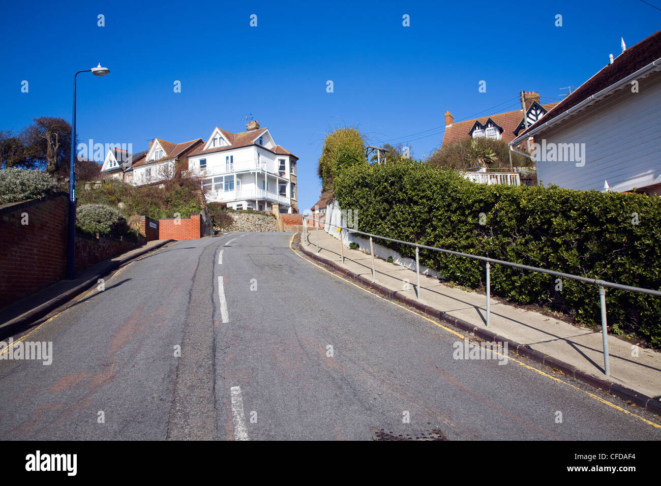 View looking up Beach Road east to High Beach, Felixstowe, Suffolk, England Stock Photo