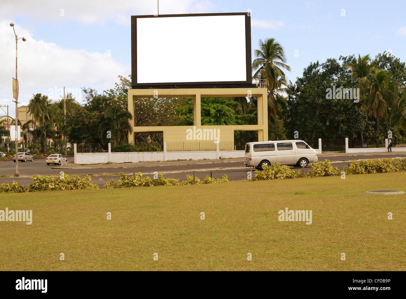 huge blank advertisement space on a roadside. Stock Photo