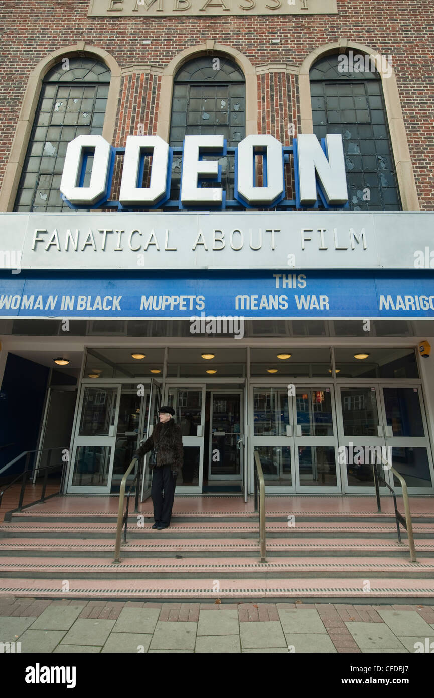 Entrance to the Odeon cinema on Esher High Street, at the old Embassy cinema site Stock Photo