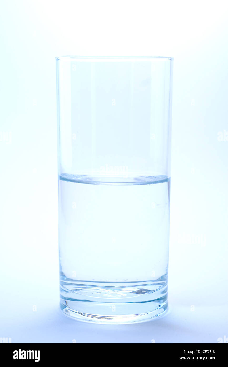 Glass of Water, half empty - half full Stock Photo