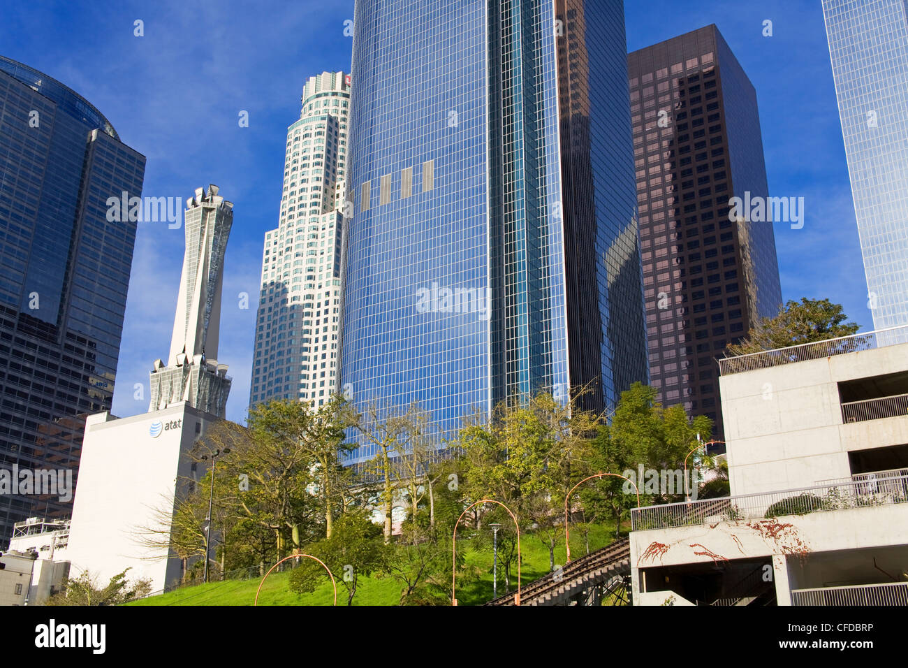 Skyscrapers in the Bunker Hill District, Los Angeles, California, United States of America, Stock Photo