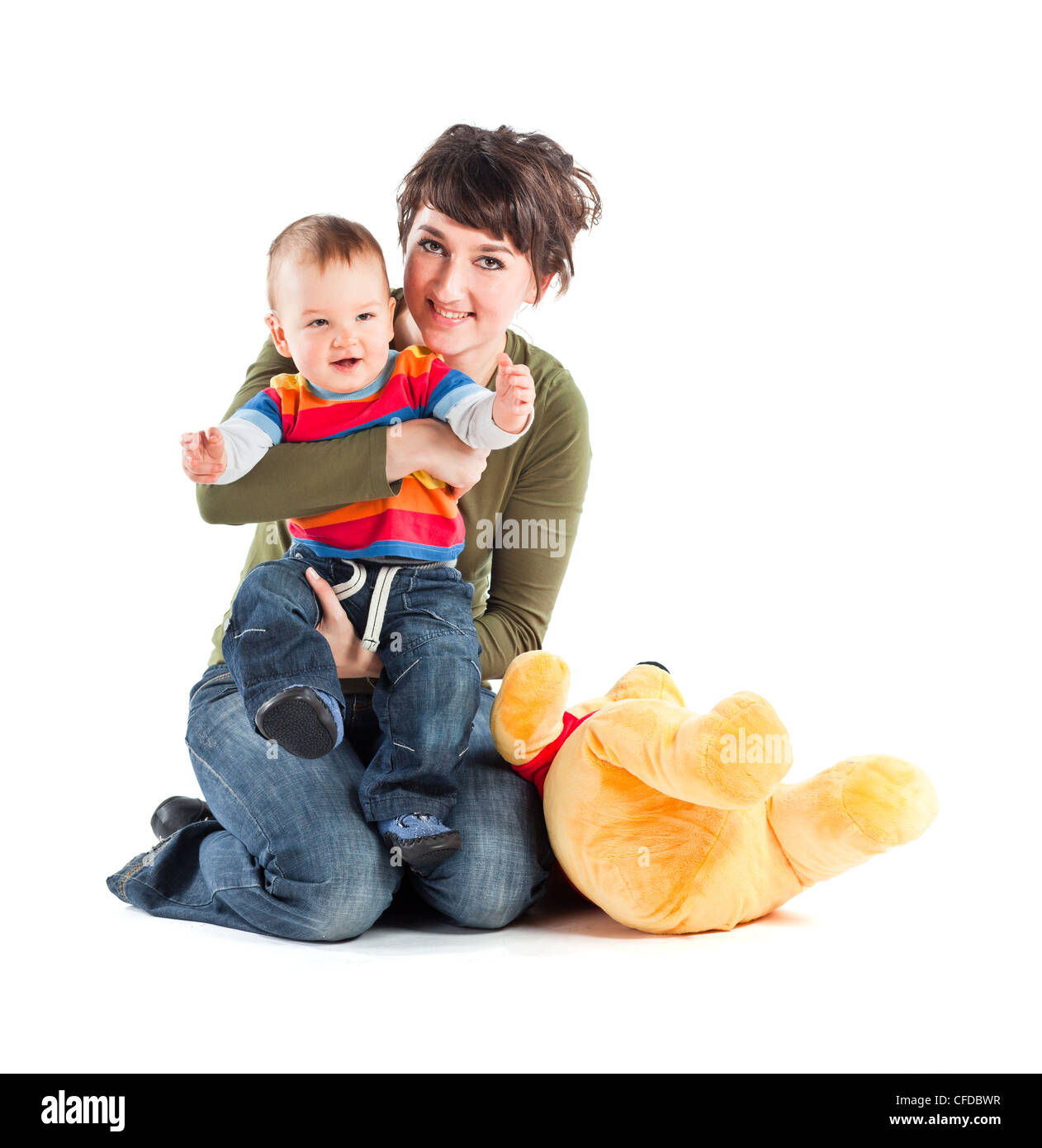 Little baby with mother. Studio shot. Stock Photo