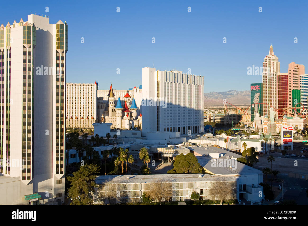 Tropicana, Excalibur and New York New York Casinos, Las Vegas, Nevada, United States of America, Stock Photo