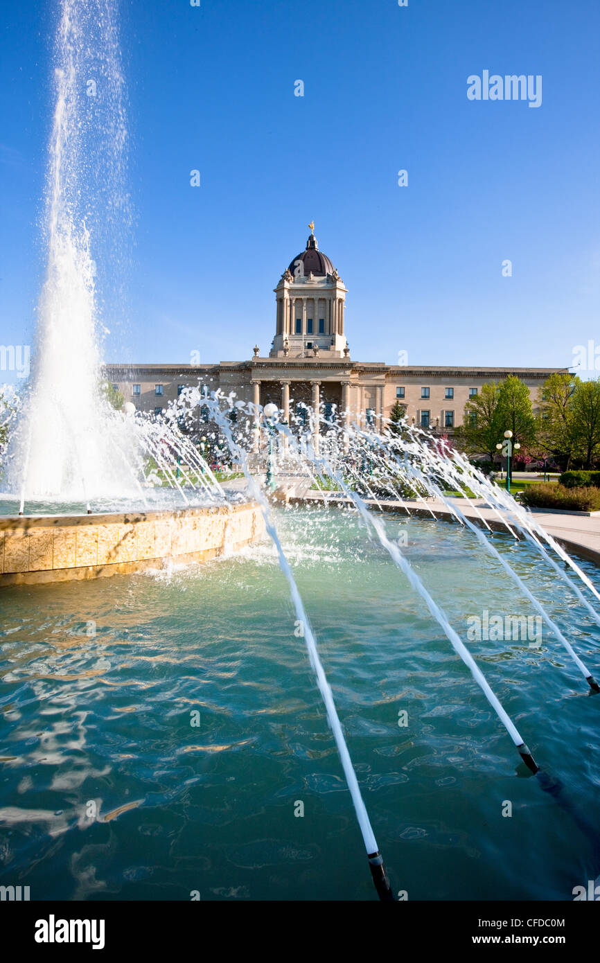 Fountain on the Legislative Building grounds, Winnipeg, Manitoba, Canada Stock Photo
