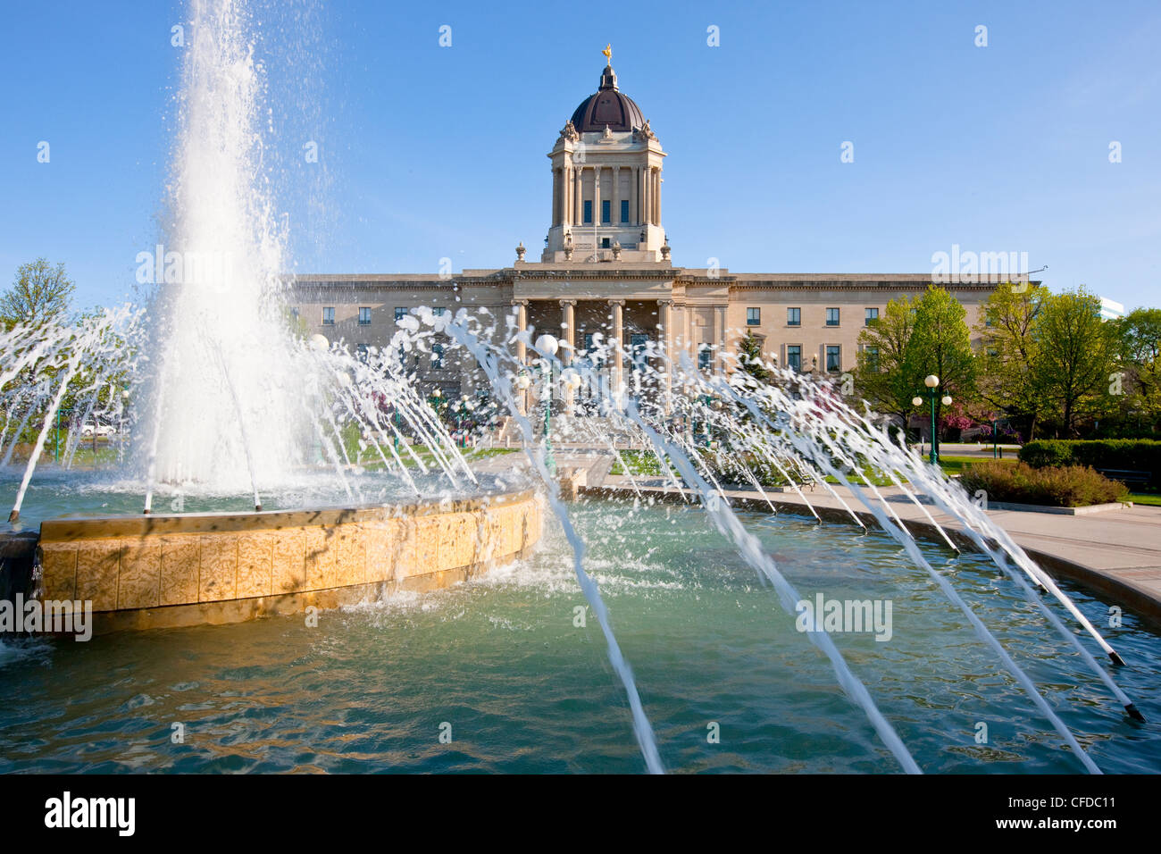 Fountain on the Legislative Building grounds, Winnipeg, Manitoba, Canada Stock Photo
