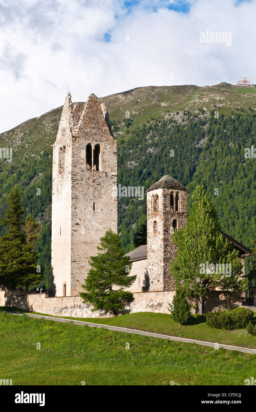 Kirche San Gian church, Celerina, Switzerland, Europe Stock Photo