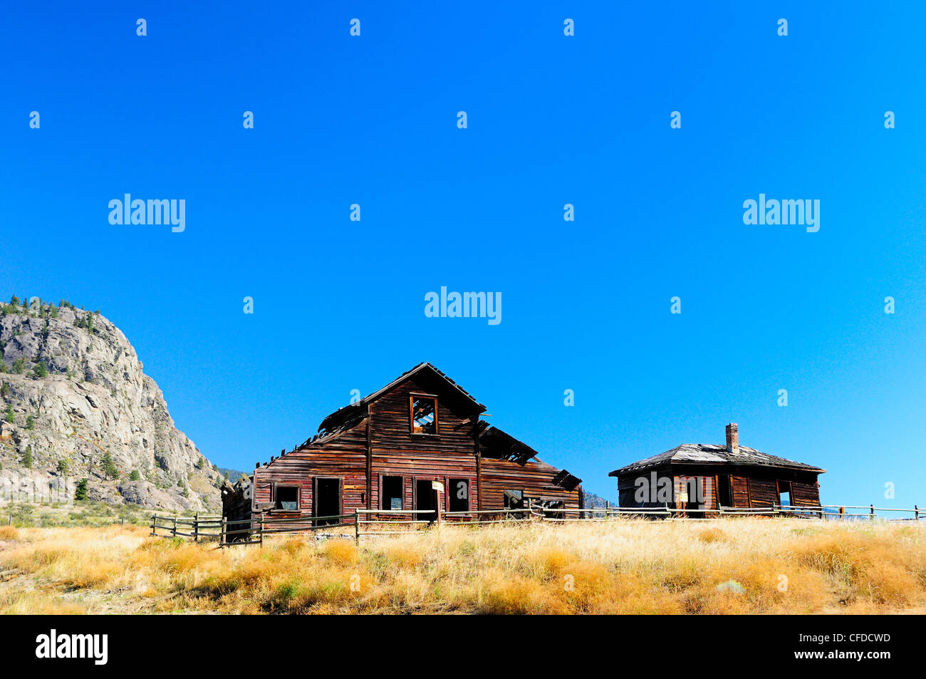 Deserted farm buildings north of Osoyoos, British Columbia, Canada