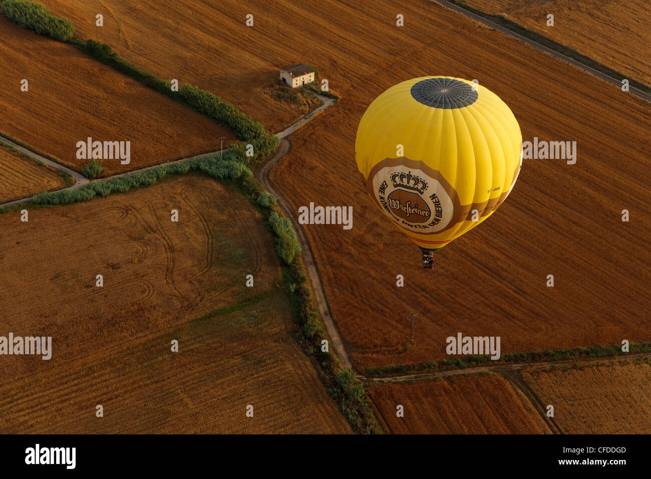 Hot air ballooning, balloon ride, Mallorca Ballons, plain Es Pla, Mallorca, Balearic Islands, Spain, Europe Stock Photo
