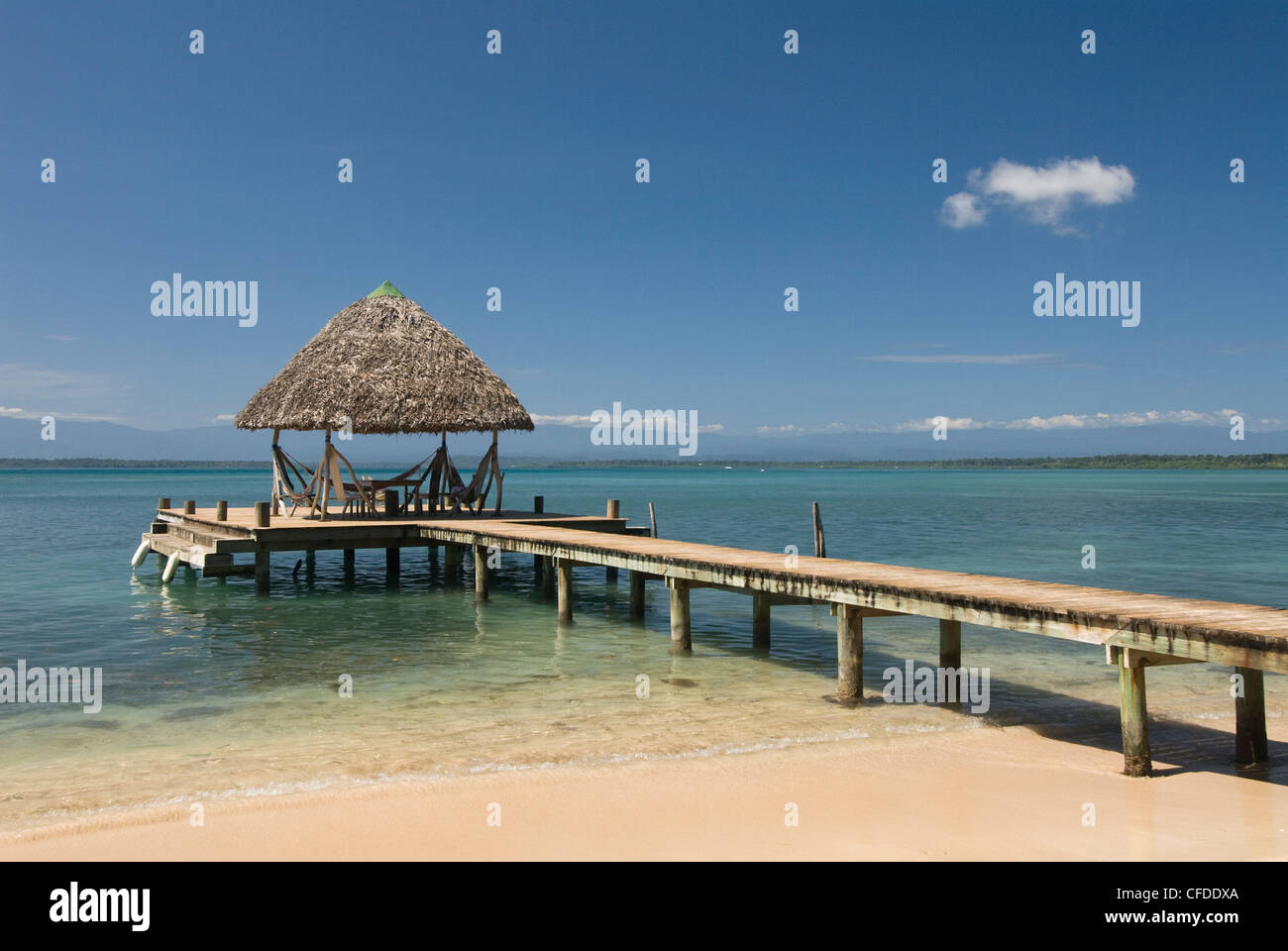 Boat jetty, Isla Bastimentos, Bocas Del Toro, Panama, Central America Stock Photo