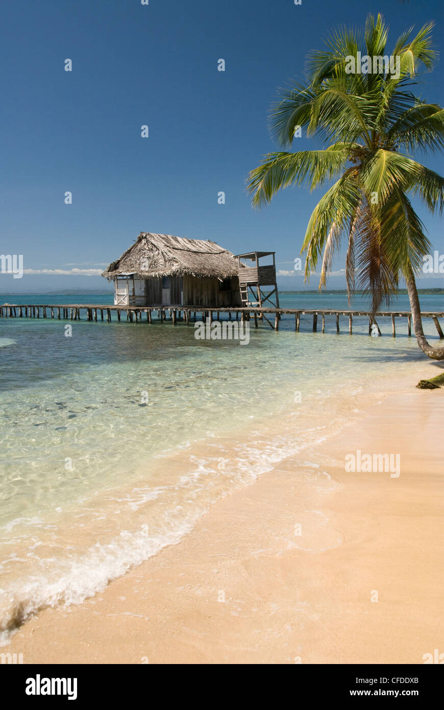 Boat jetty, Isla Bastimentos, Bocas Del Toro, Panama, Central America Stock Photo
