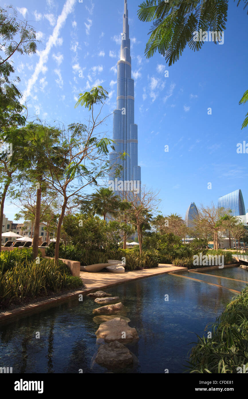 Burj Khalifa, the tallest man made structure in the world at 828 metres, Downtown Dubai, Dubai, United Arab Emirates Stock Photo