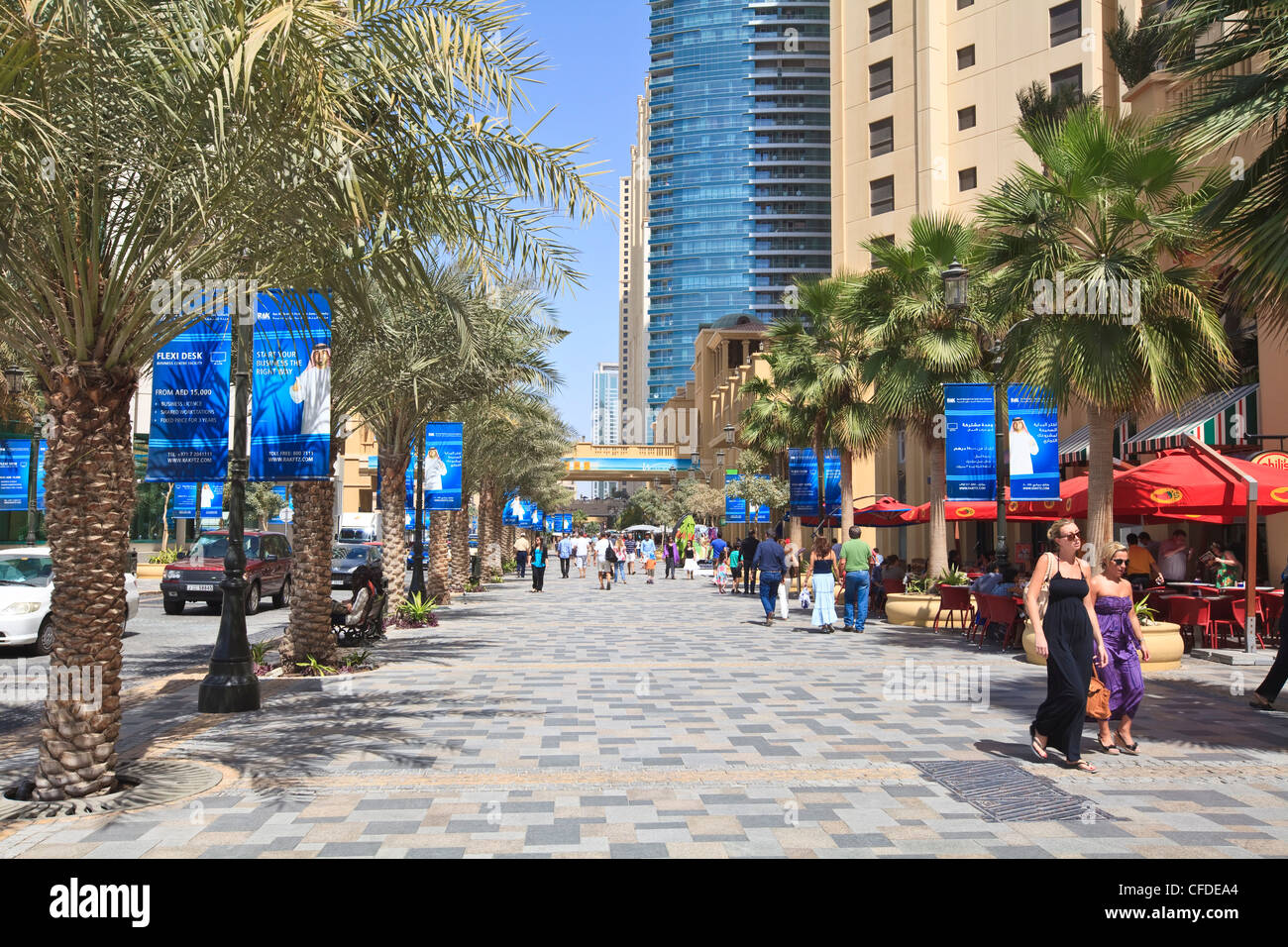 The Walk at Jumeirah Beach Residence, Dubai Marina, Dubai, United Arab Emirates, Middle East Stock Photo