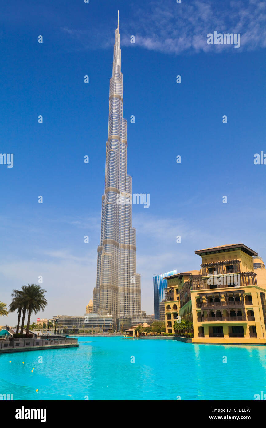 Burj Khalifa, the tallest man made structure in the world at 828 metres, Downtown Dubai, Dubai, United Arab Emirates Stock Photo