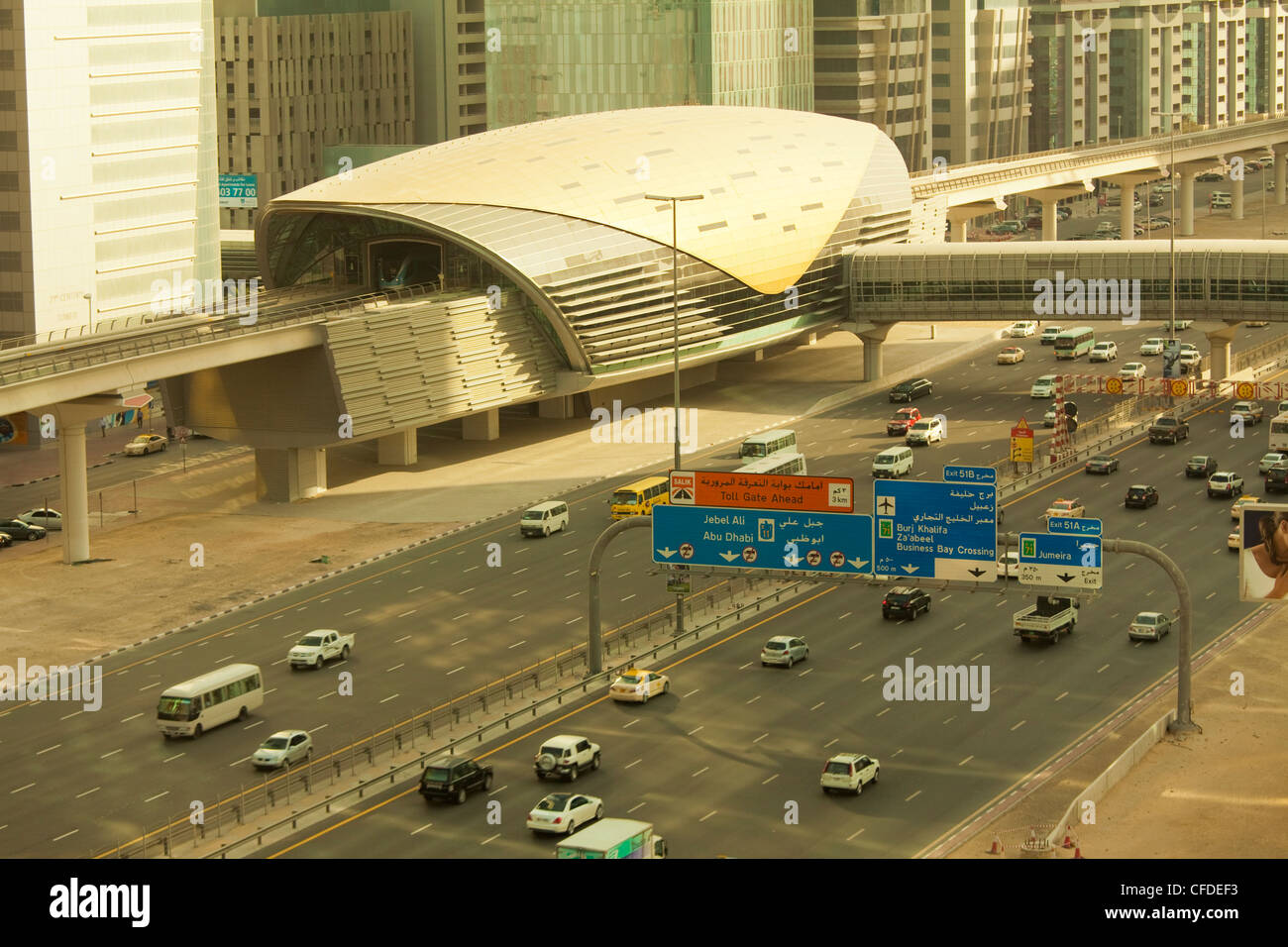 New Metro station on Sheikh Zayed Road in the financial district of Dubai, United Arab Emirates, Middle East Stock Photo