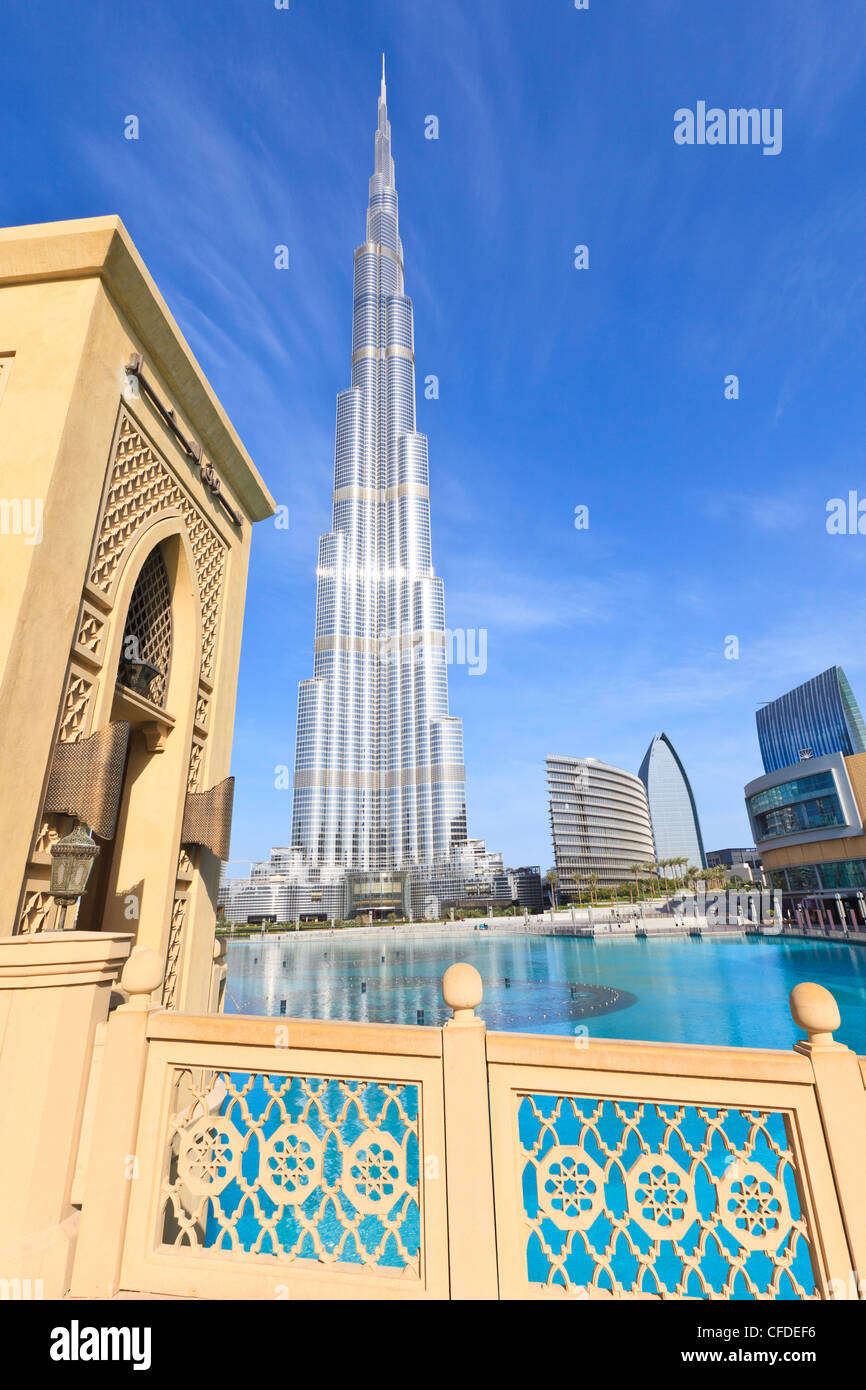 Burj Khalifa, the tallest man made structure in the world, and Dubai Mall, Downtown Dubai, Dubai, United Arab Emirates Stock Photo