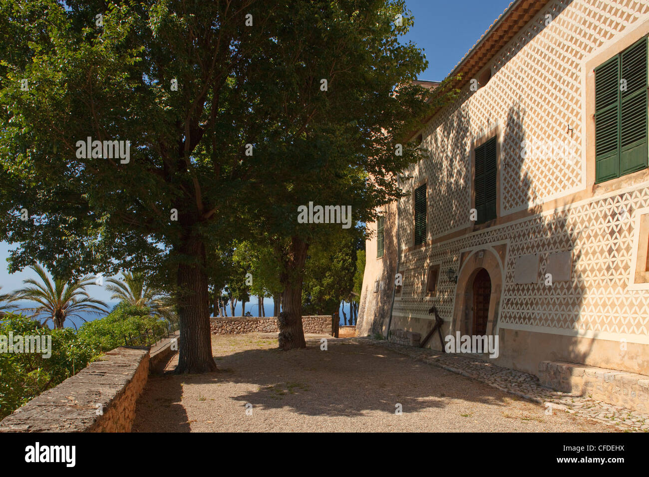 Miramar manor house in the sunlight, Tramuntana mountains, Mallorca