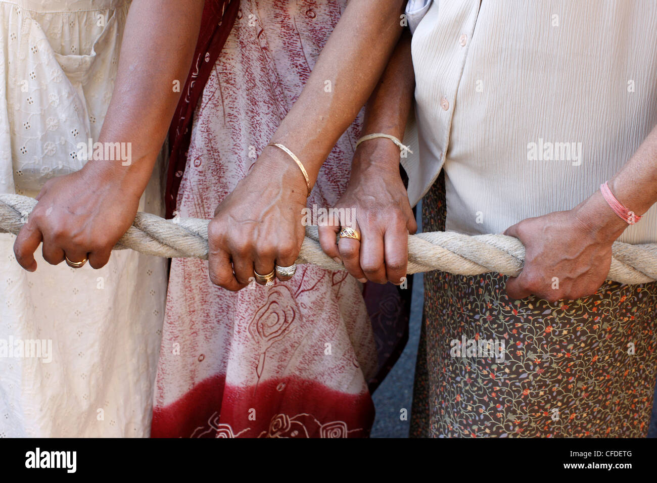 Krishna Rope Devotees pulling the rope of the giant chariot carrying Lord Krishna ...