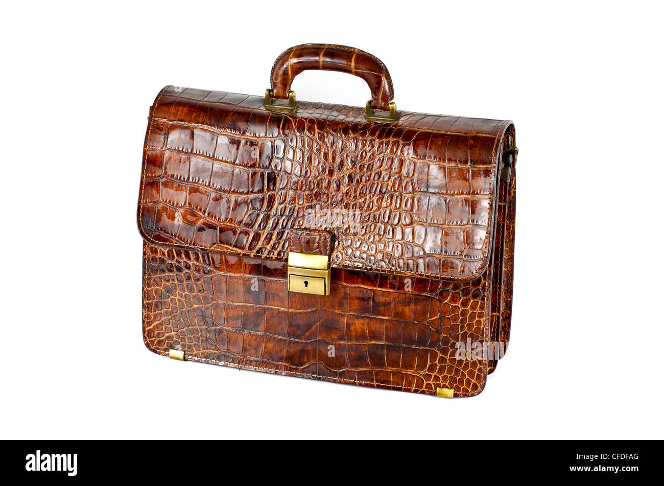 brown expensive briefcase isolated on white background Stock Photo Alamy