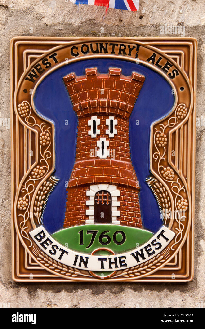 UK, Gloucestershire, Stroud, Painswick, old Ceramic West Country Ales, brewery sign Stock Photo