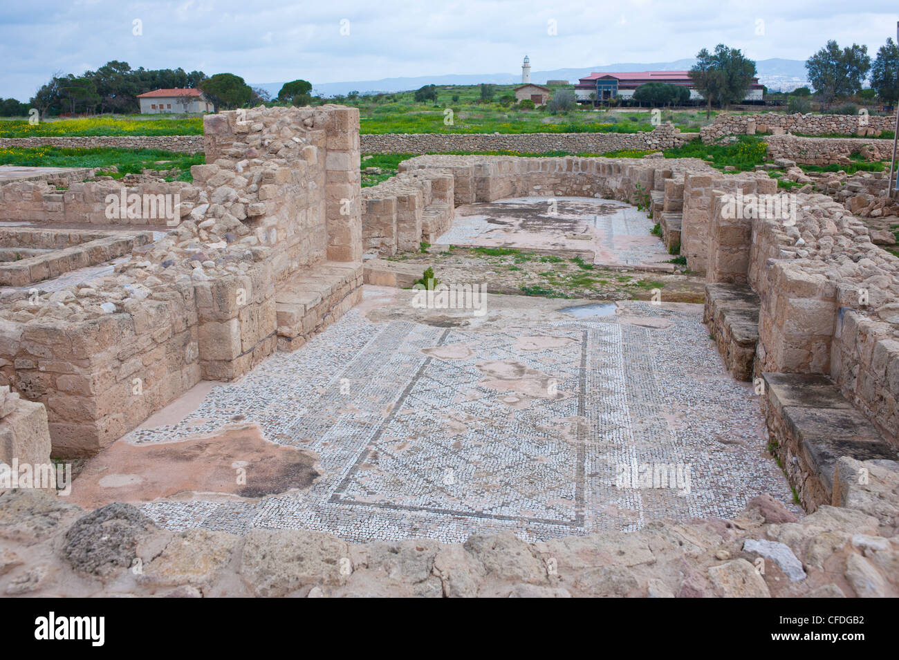Mosaics at the archaeological site, Paphos, UNESCO World Heritage Site, Cyprus, Europe Stock Photo