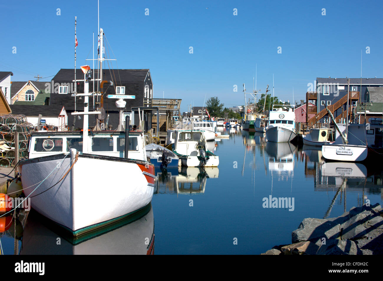 Fishing boats docked at Wharf, Eastern Passage, Nova Scotia, Canada