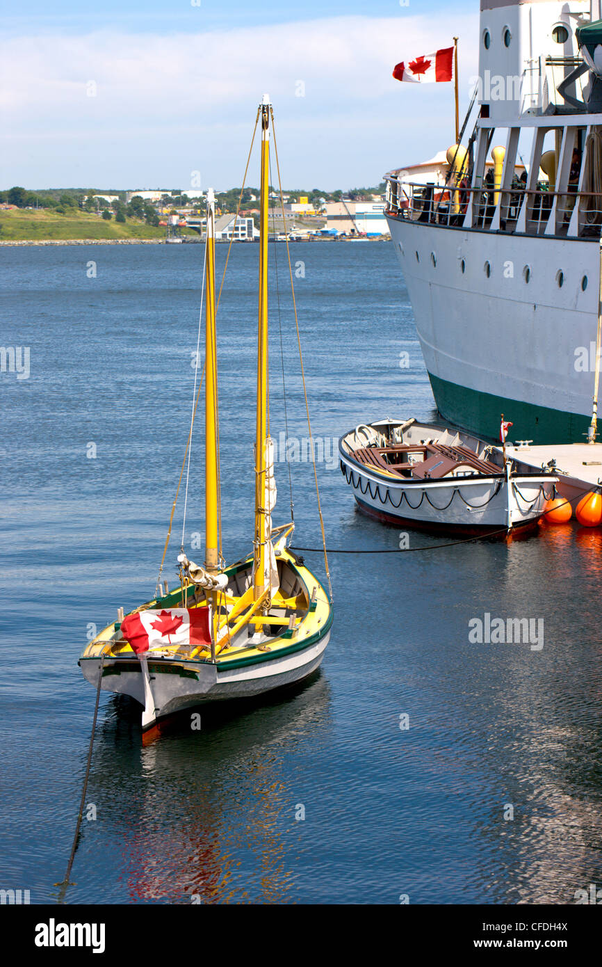 Wooden sailboat, Maritime Museum of the Atlantic, Halifax waterfront, Nova Scotia, Canada Stock Photo