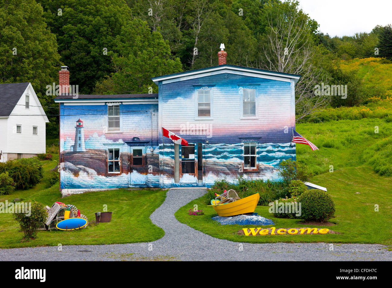 Painted house near Peggy's Cove, Nova Scotia, Canada Stock Photo