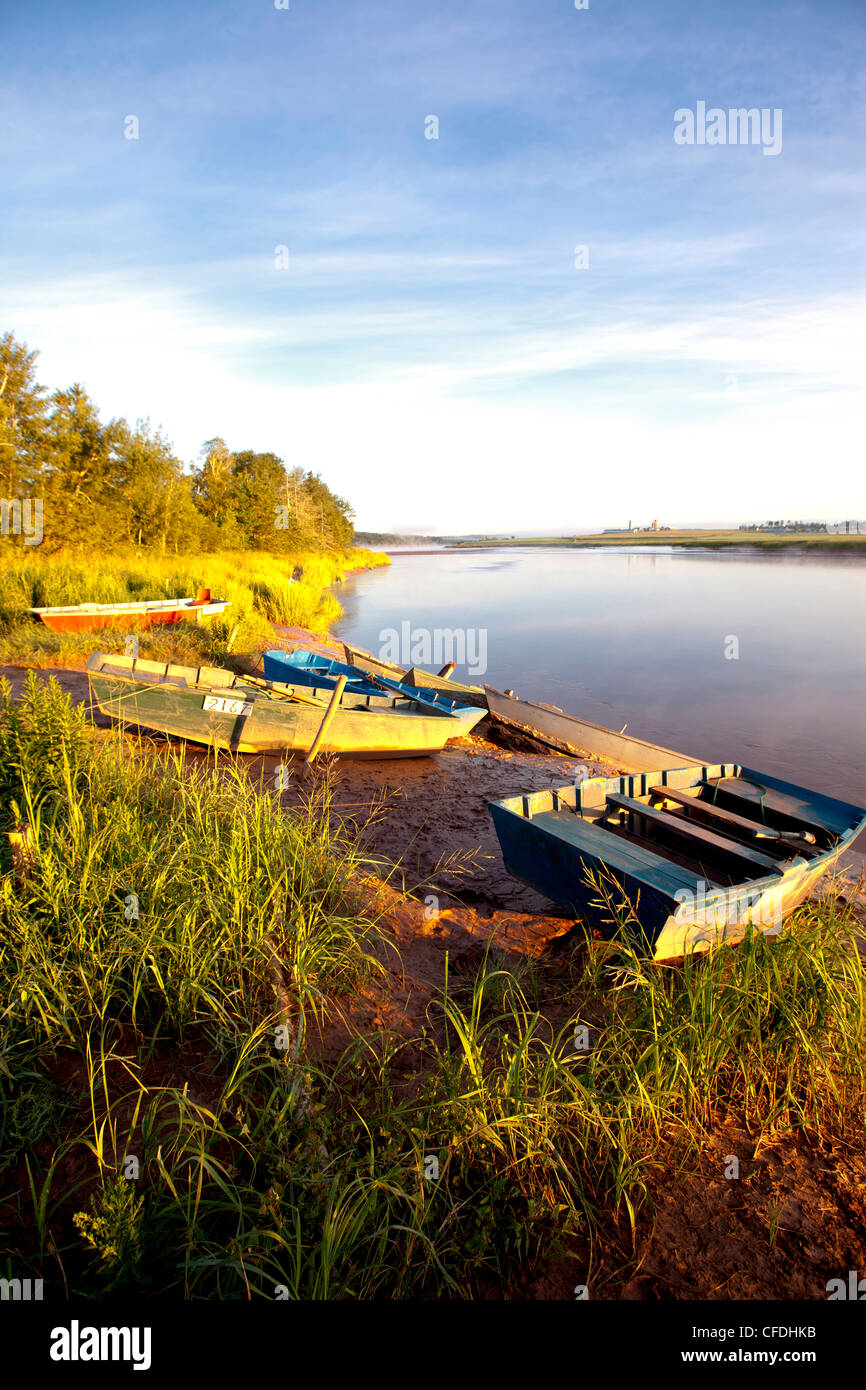 Wooden punts, Schubenacadie River, Nova Scotia, Canada Stock Photo