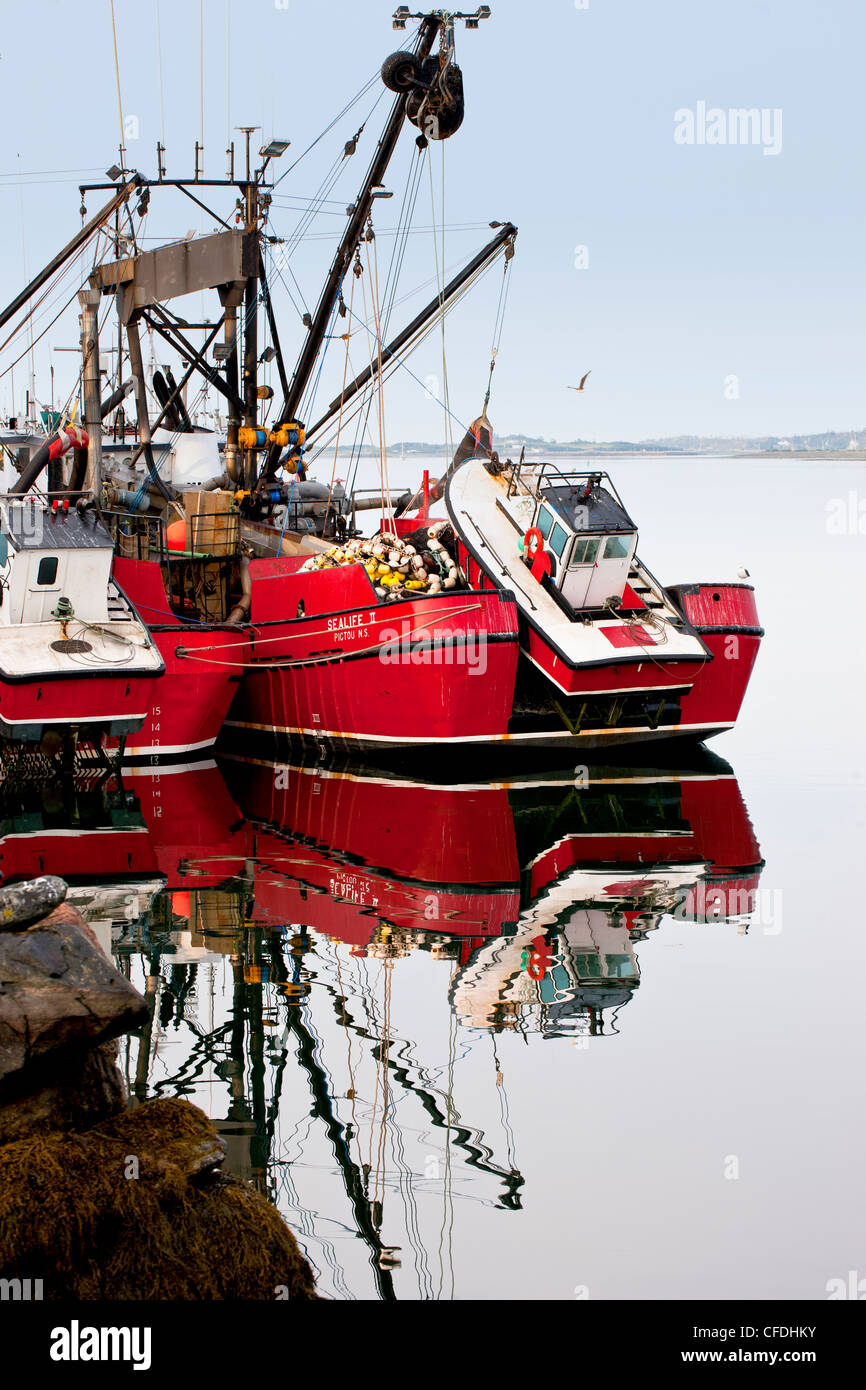 Fishing boats tied up at Yarmouth Wharf, Nova Scotia, Canada Stock