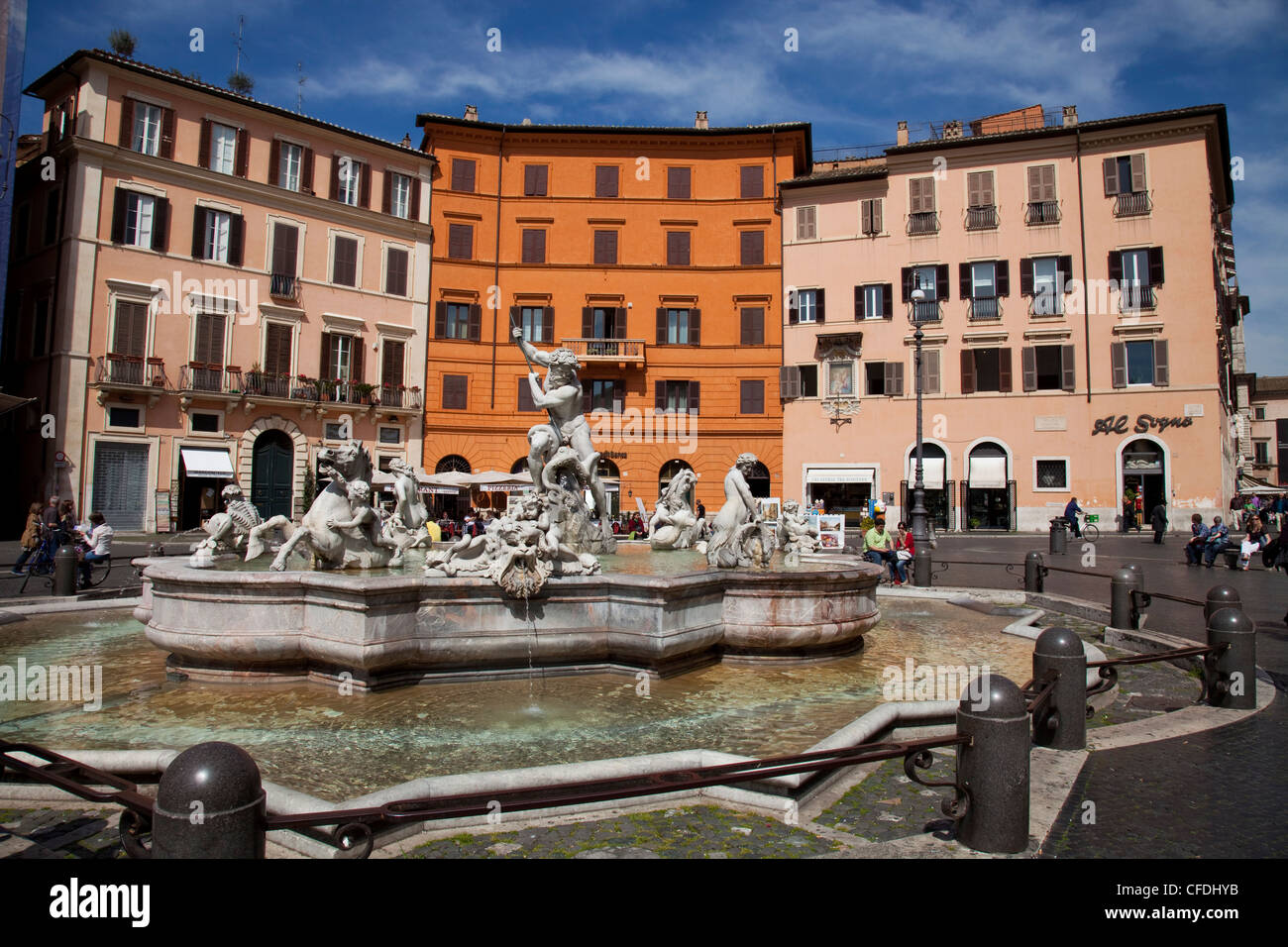 Neptune Fountain, Piazza Navona, Rome, Lazio, Italy, Europe Stock Photo