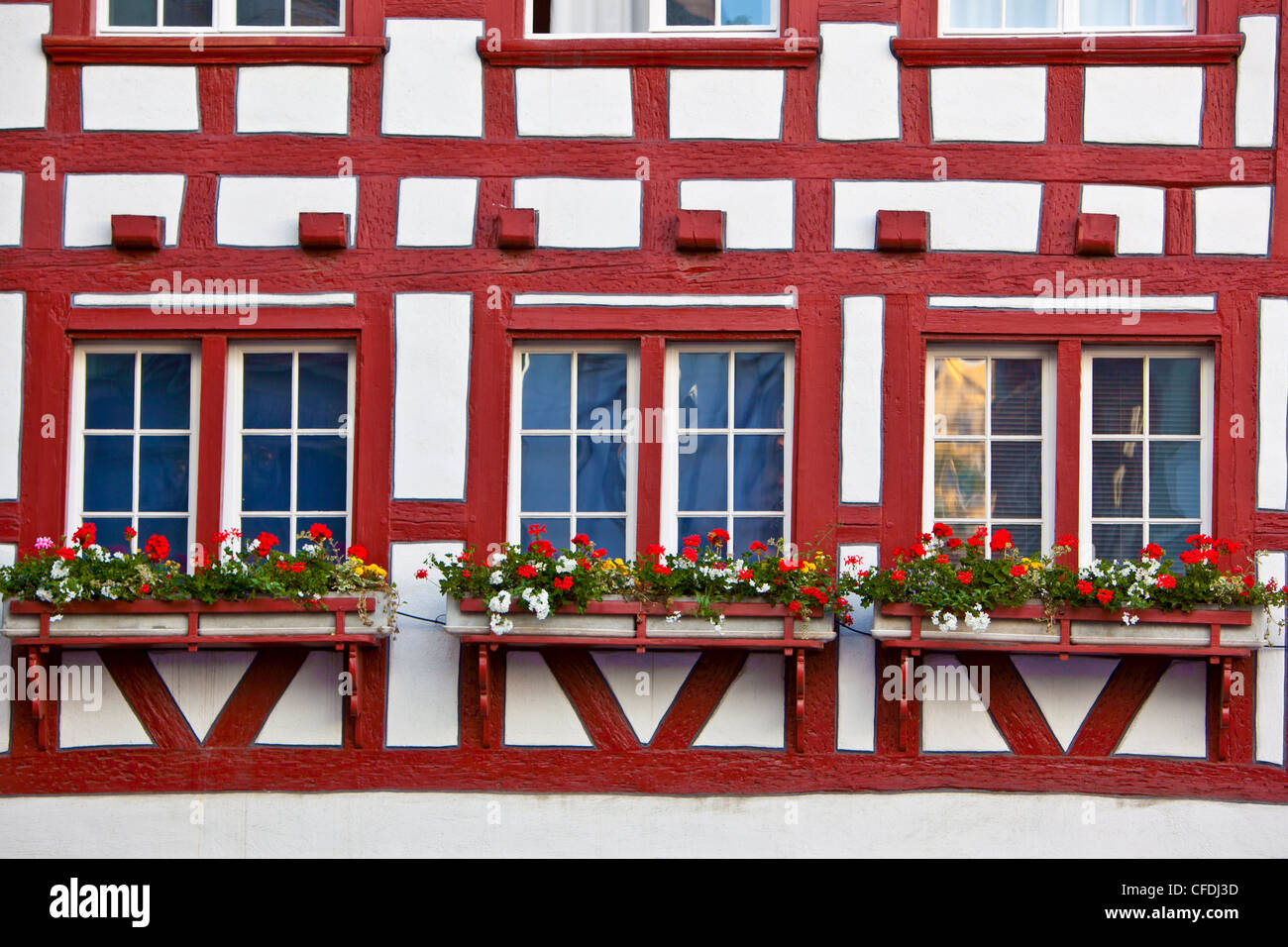 Half-timbered facades, St. Gallen, Switzerland, Europe Stock Photo