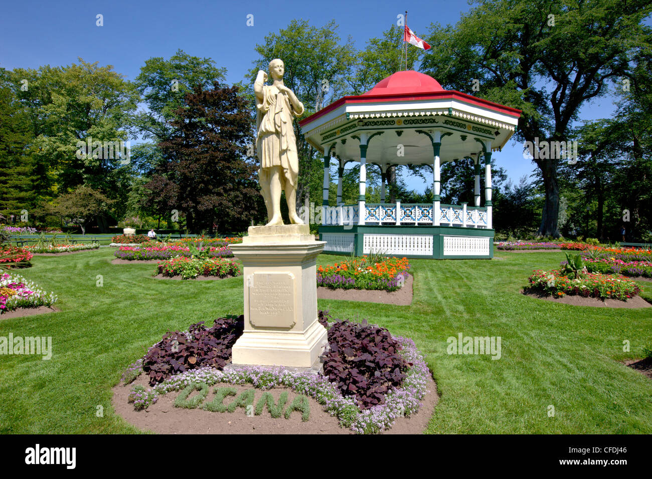 Statue and Gazebo, Halifax Public Gardens, Halifax, Nova Scotia, Canada Stock Photo