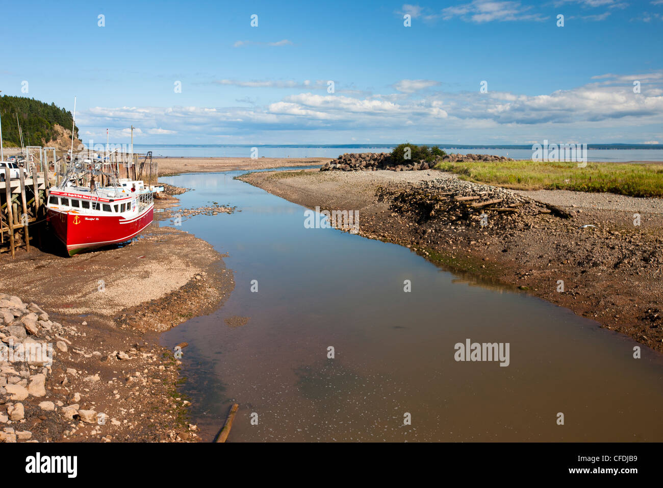 Fishing boat at low tide, Alma, New Brunswick, Canada Stock Photo Alamy