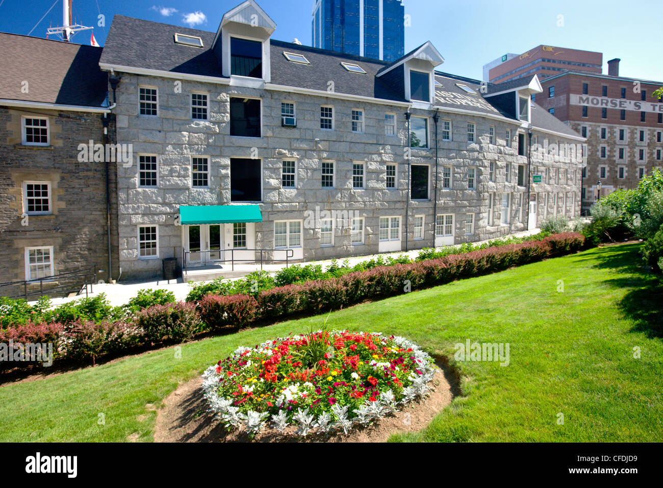 Flower garden, Historic Properties, Halifax waterfront, Nova Scotia, Canada Stock Photo