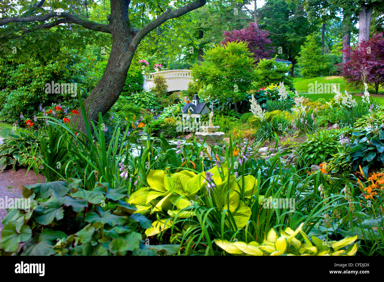 Flower gardens in summer, Halifax Public Gardens, Halifax, Nova Scotia